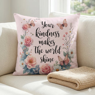 Inspirerend Bloemen Quote met Vlinders Kussen
