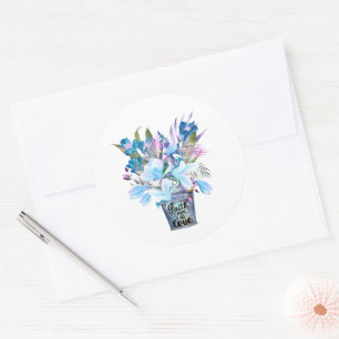 Inspirerend bloemenmerg Blue Faith Hope Love Ronde Sticker