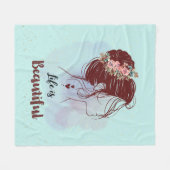 Inspirerend boodschap Het leven is mooi Fleece Deken (Voorkant (Horizontaal))