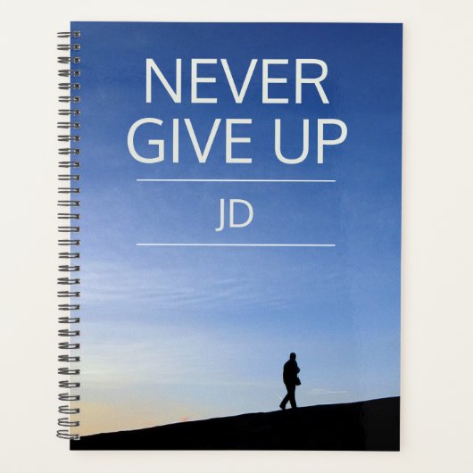 Inspirerend boodschap monogram nooit opgeven planner (Voorkant)