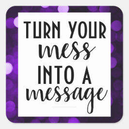 Inspirerend boodschap; Paarse Bokeh Vierkante Sticker