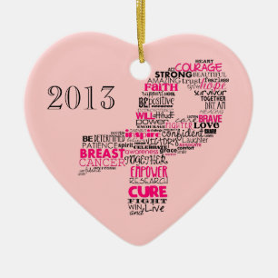 Inspirerend borstkankerbewustzijn lint keramisch ornament