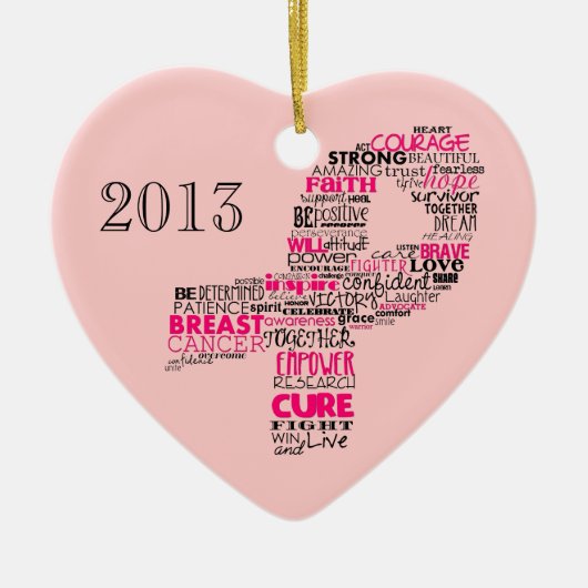 Inspirerend borstkankerbewustzijn lint keramisch ornament (Voorkant)