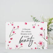 Inspirerend Cherry Blossom Waterverf Quote Briefpapier (Staand voorkant)