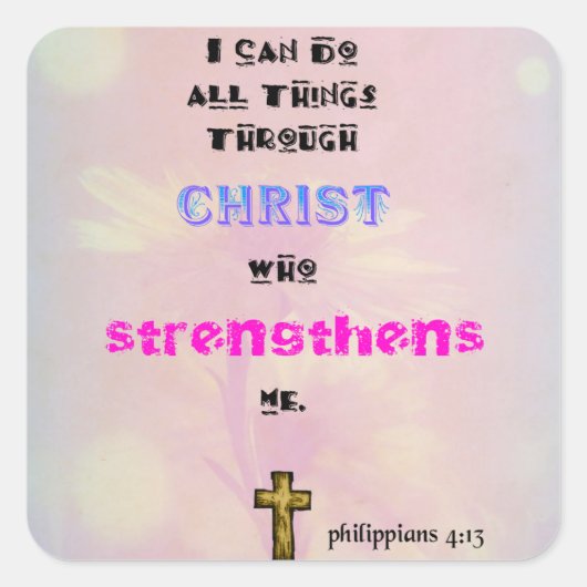 Inspirerend Christelijke Scriptgrafie Vierkante Sticker (Voorkant)