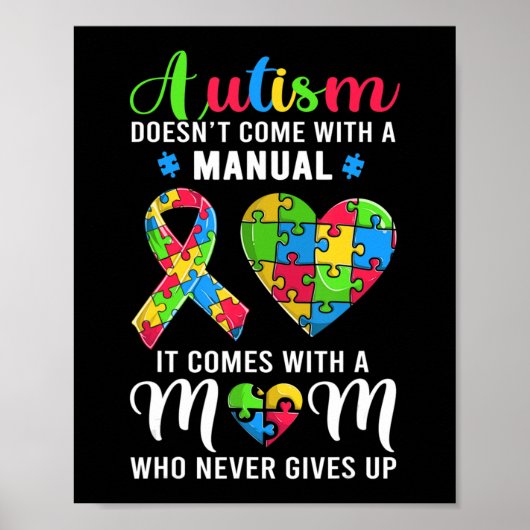 Inspirerend Citaat Autism Mam Shirt Autism Awaren Poster (Voorkant)