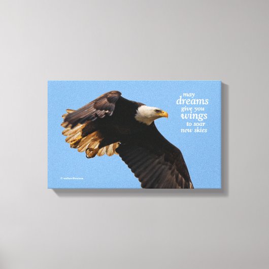 Inspirerend Citaat Bald Eagle in vlucht Canvas Afdruk (Voorkant)