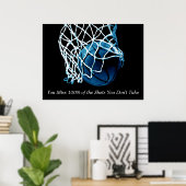 Inspirerend Citaat Basketball Blue Artwork Poster (Thuiskantoor)