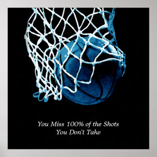 Inspirerend Citaat Basketball Blue Square Poster