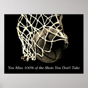 Inspirerend Citaat Basketball Sepia Poster