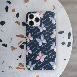 Inspirerend Citaat Butterflies Monogram iPhone 11 Hoesje