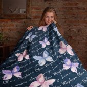 Inspirerend Citaat Butterflies Monogram Fleece Deken