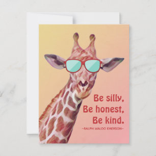 Inspirerend Citaat Emerson be Gekke Fun Giraffe P Briefkaart