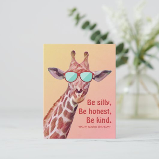 Inspirerend Citaat Emerson be Gekke Fun Giraffe P Briefkaart (Staand voorkant)