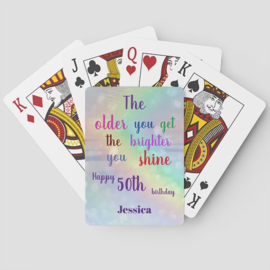 Inspirerend citaat Happy 50th Birthday Name Pokerkaarten (Achterkant)