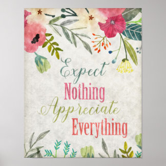 Inspirerend citaat kunst Waterverf florale kunst Poster