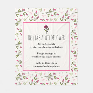 Inspirerend citaat met bloempatroon fleece deken