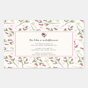 Inspirerend citaat met bloempatroon rechthoekige sticker
