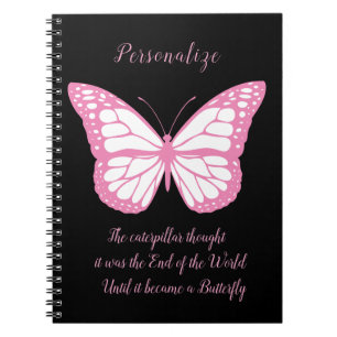 Inspirerend Citaat Roze Zwart Butterfly Notitieboe Notitieboek