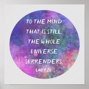inspirerend citaat van de paarse waterverf Lao Tzu Poster