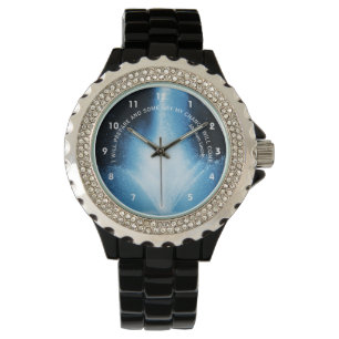 Inspirerend citaat voor blauwe waterfontein Attitu Horloge