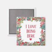 Inspirerend citaat waar ik van hou, Folk Floral Magneet (Voorkant / Achterkant)