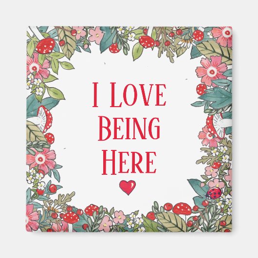 Inspirerend citaat waar ik van hou, Folk Floral Magneet (Voorkant)