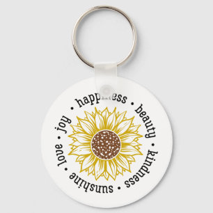 Inspirerend citaat Zonnebloem Sleutelhanger
