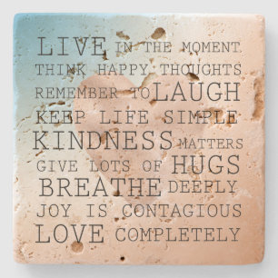 Inspirerend citaten Blauw Bruin Blush Heart   Stenen Onderzetter