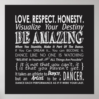 Inspirerend Dance Quottes Poster - Zwart