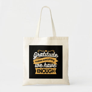 Inspirerend dankbaarheid typografie citaten tote bag