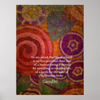 Inspirerend dierenrechten in Gandhi, zie ART Poster