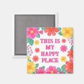 Inspirerend Dit is mijn happy place Floral Magneet (Voorkant / Achterkant)