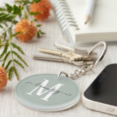 Inspirerend Dream Big Monogram Initiaal Sage Sleutelhanger (Voorkant Rechts)