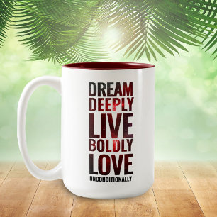 Inspirerend droom Diep leef gedurfd ... Tweekleurige Koffiemok