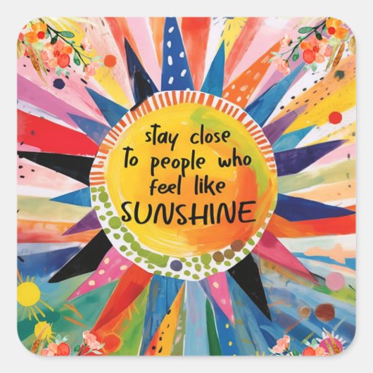 Inspirerend en kleurrijke vriendschap vierkante sticker (Voorkant)