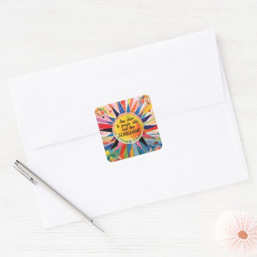 Inspirerend en kleurrijke vriendschap vierkante sticker (Envelop)