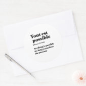 Inspirerend Frans Citaat Tout st Mogelijk Ronde Sticker (Envelop)