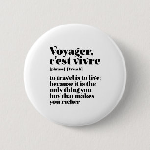 Inspirerend Frans Reisreiziger C'est Vivre Ronde Button 5,7 Cm