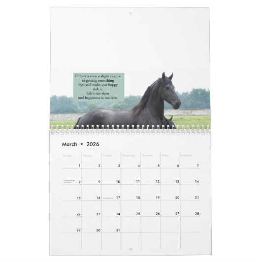 Inspirerend Friesian Horse Calendar Kalender (Mar 2026)