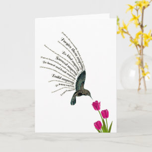 Inspirerend gebed kolibrie tulpen kaart