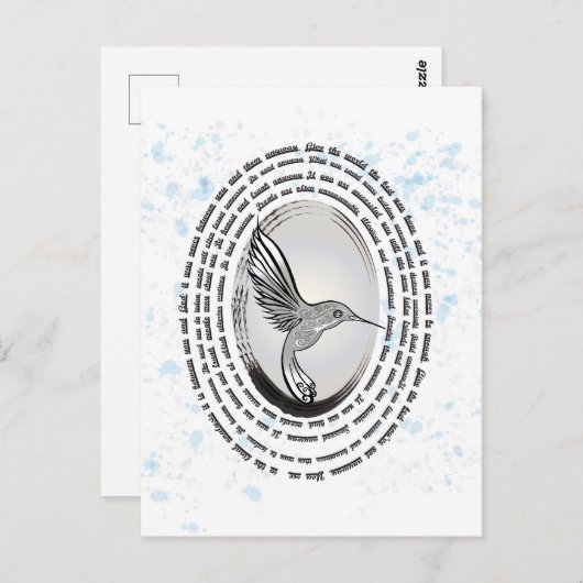 Inspirerend gebedskolibrie tekening briefkaart (Voorkant / Achterkant)