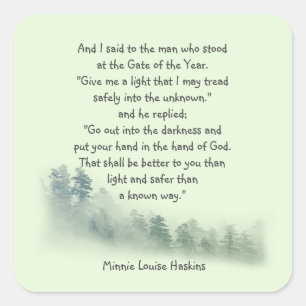 Inspirerend gedicht citaat Zet je hand in Gods han Vierkante Sticker
