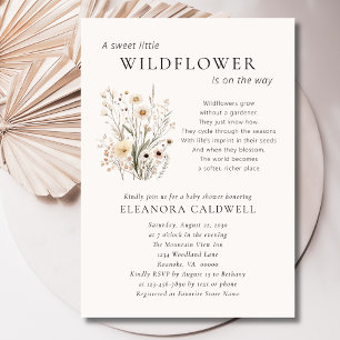 Inspirerend gedicht voor babyfeest met wilde bloem kaart