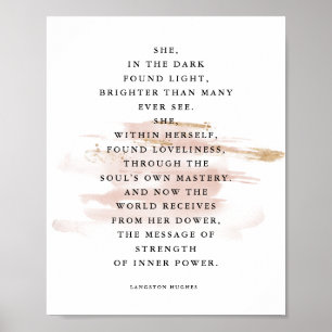Inspirerend gedicht Zij in het donker Langston Hug Poster