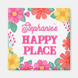 Inspirerend Gepersonaliseerde Happy Place Bloemen Magneet