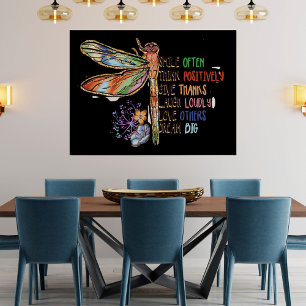 Inspirerend Gezegden Script Dragonfly Paardebloeme Perfect Poster