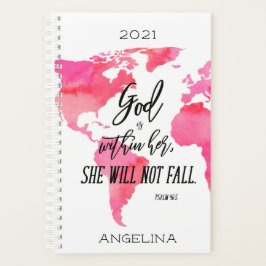 Inspirerend God is binnen haar naam roze kaart Planner