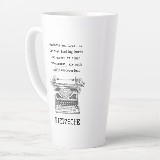 Inspirerend "Goodness" en liefdesquote NIETZSCHE Latte Mok (Linkerhoek)