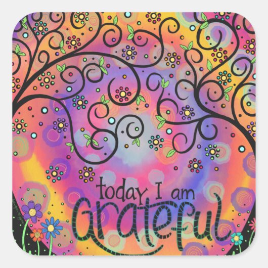 Inspirerend  Grateful Cute Classroom Vierkante Sticker (Voorkant)